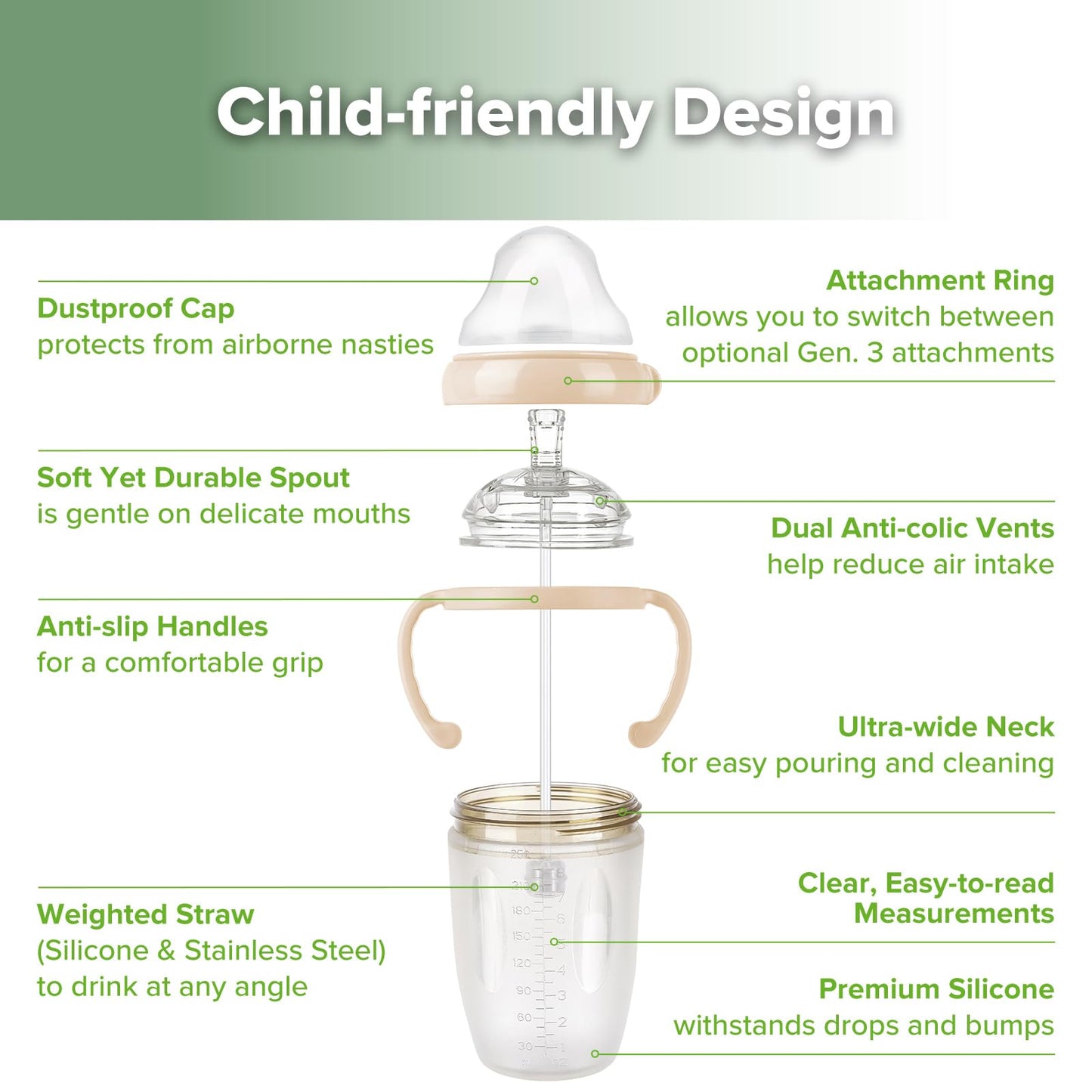 Haakaa Weighted Straw Cup Sippy Cup For 6+ Month Old, Silicone Baby Straw Cup Water Cup Training Cup With Straw Brush, 8Oz/250Ml