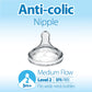 Dr. Brown'S Natural Flow Level 2, Wide-Neck Baby Bottle Silicone Nipple, Medium Flow, 3M+, 100% Silicone, 2 Count (Pack Of 1)
