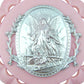 Moulded Acrylic Pink Crib Medal With Guardian Angel For Baby Girl Nursery Decor, 3 1/2 Inch