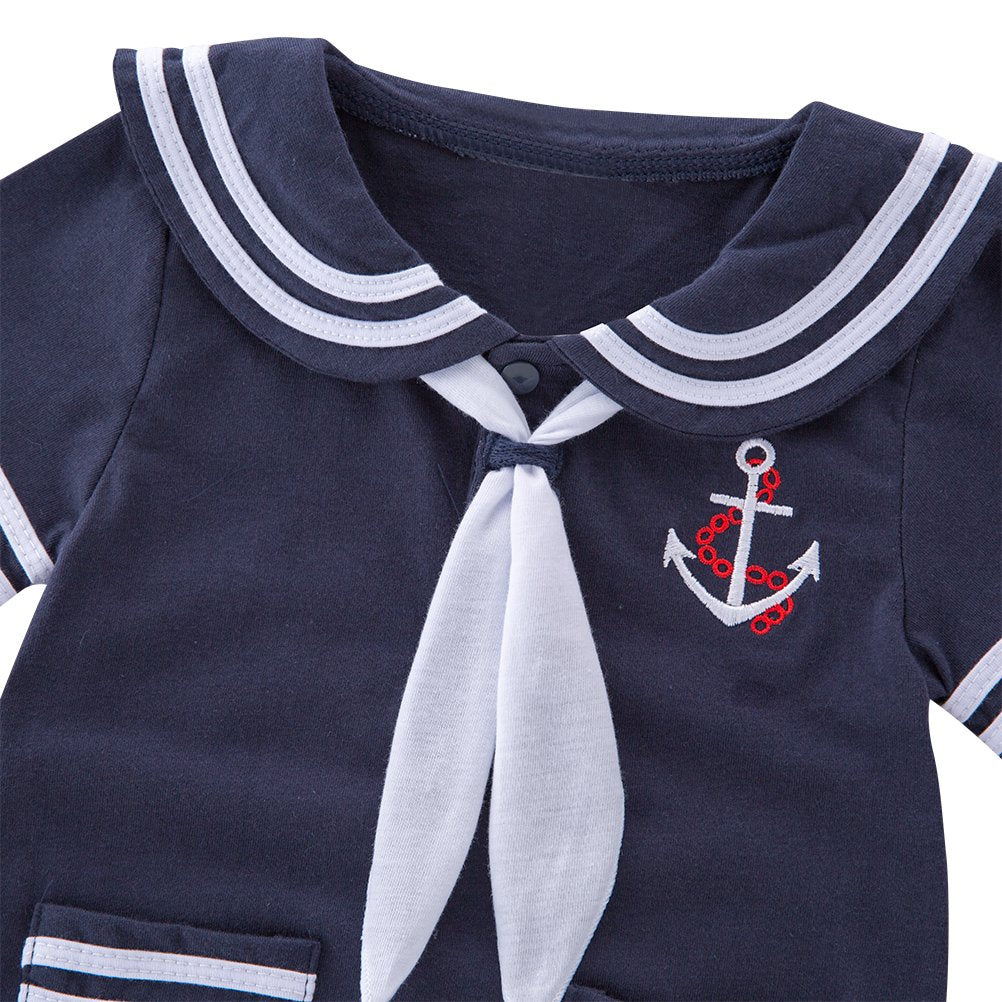 Xm Nyan May'S Baby Toddler Boys Sailor Stripe Romper Marine Navy Romper Onesie Outfit, 3-6 Months