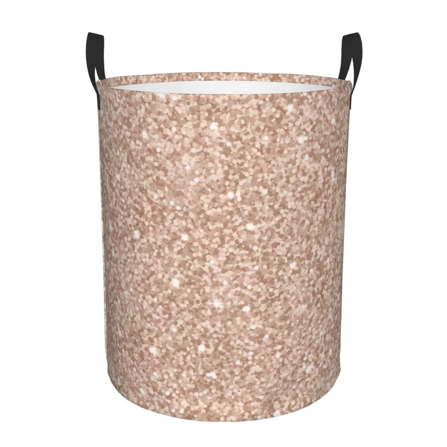 Pevtufa Beige Sparkling Glitter Foldable Laundry Basket Organizer,Fabric Clothes Toy Storage Basket Nursery Hamper Storage Bin F