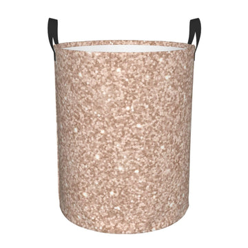 Pevtufa Beige Sparkling Glitter Foldable Laundry Basket Organizer,Fabric Clothes Toy Storage Basket Nursery Hamper Storage Bin F