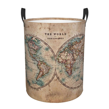 Pevtufa The World Is Hemisphere Foldable Laundry Basket Organizer,Fabric Clothes Toy Storage Basket Nursery Hamper Storage Bin F