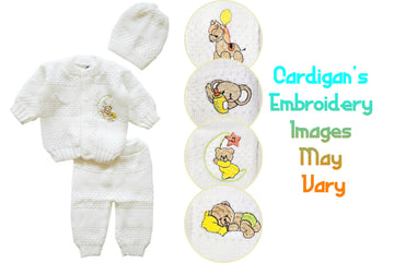 Abelito Newborn Baby Boy'S Girl'S Unisex Warm Winter 3 Pieces Crochet Set (White)