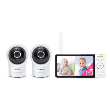 Vtech Rm5764-2Hd 1080P Smart Wifi Remote Access 2 Camera Babymonitor, 360 Pan & Tilt, 5' 720P Hd Display, Night Vision, Soothin