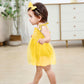 Titkkop Baby Girl 1St Birthday Clothes One Year Old Tulle Romper Sleeveless Bodysuit Cake Smash Outfits(Yellow,12-18M)