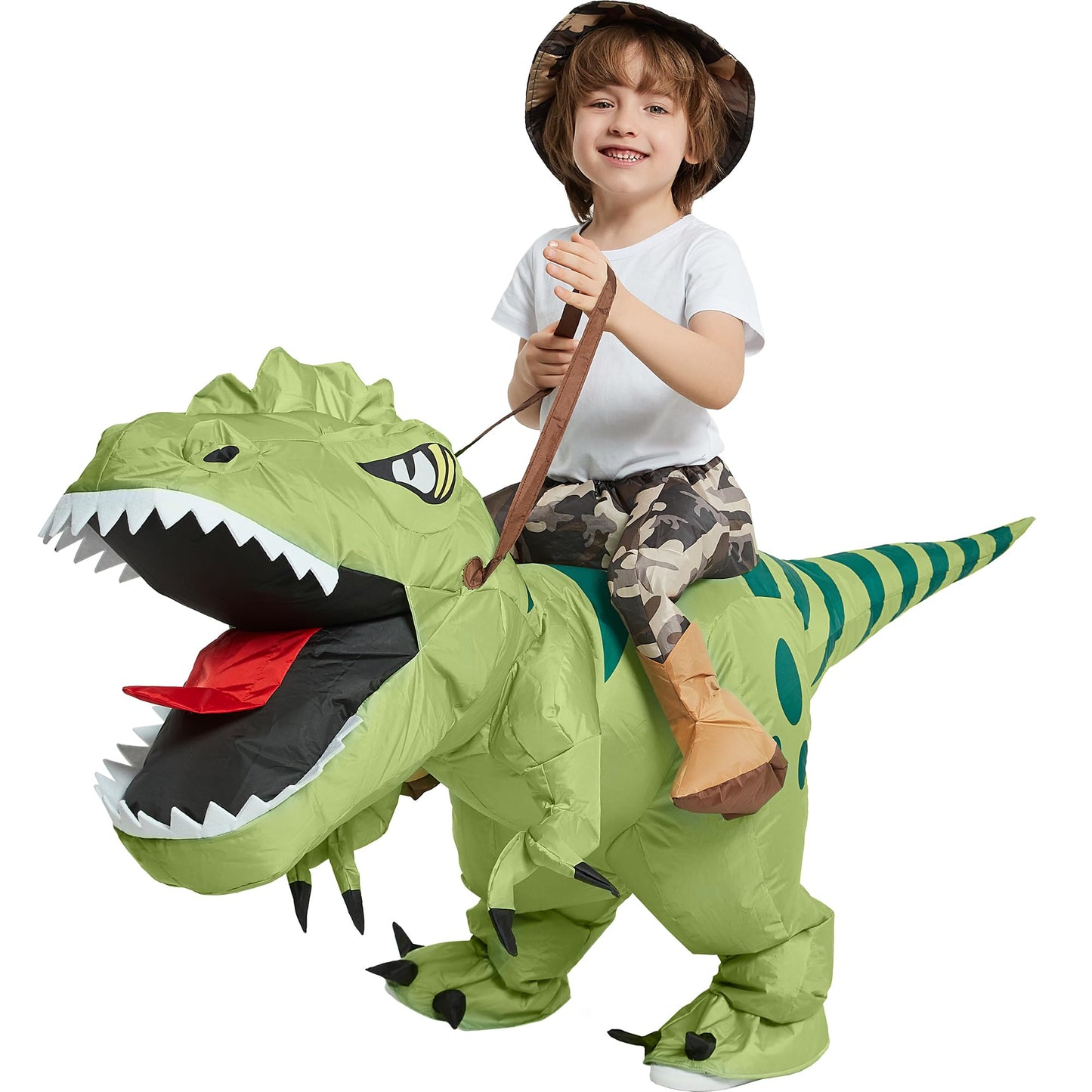 One Casa Inflatable Dinosaur Costume Riding T Rex Air Blow Up Funny Fancy Dress Party Halloween Costume For Kids (2-3 Yrs)