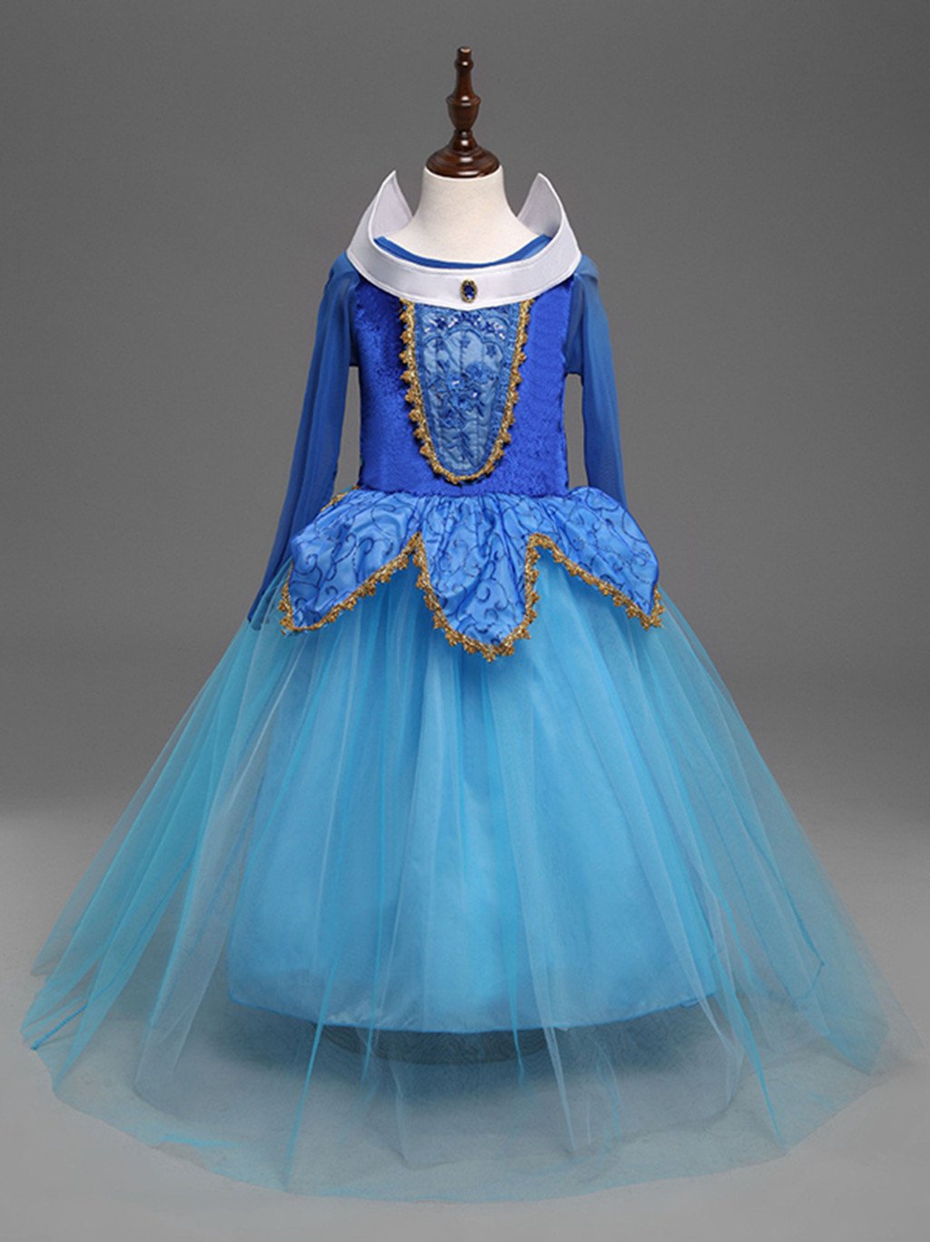 Dreamhigh Sleeping Beauty Princess Party Girls Costume Dress (Blue, 5-6 Years)