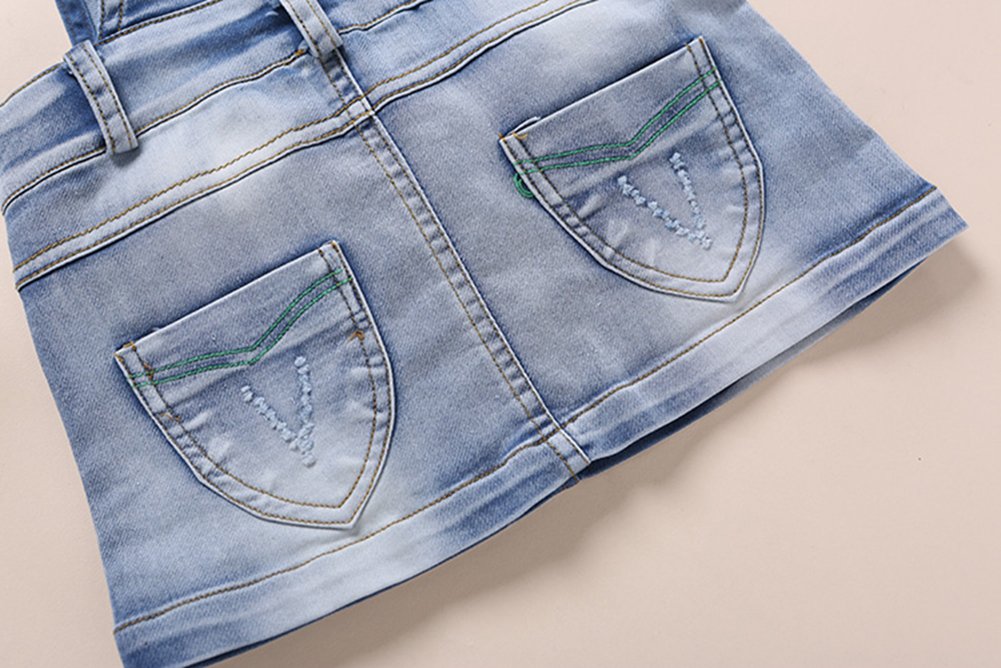 Kidscool Space Girl Denim Overalls Dress,Little Girls Jean Jumper,Light Blue,4-5 Years