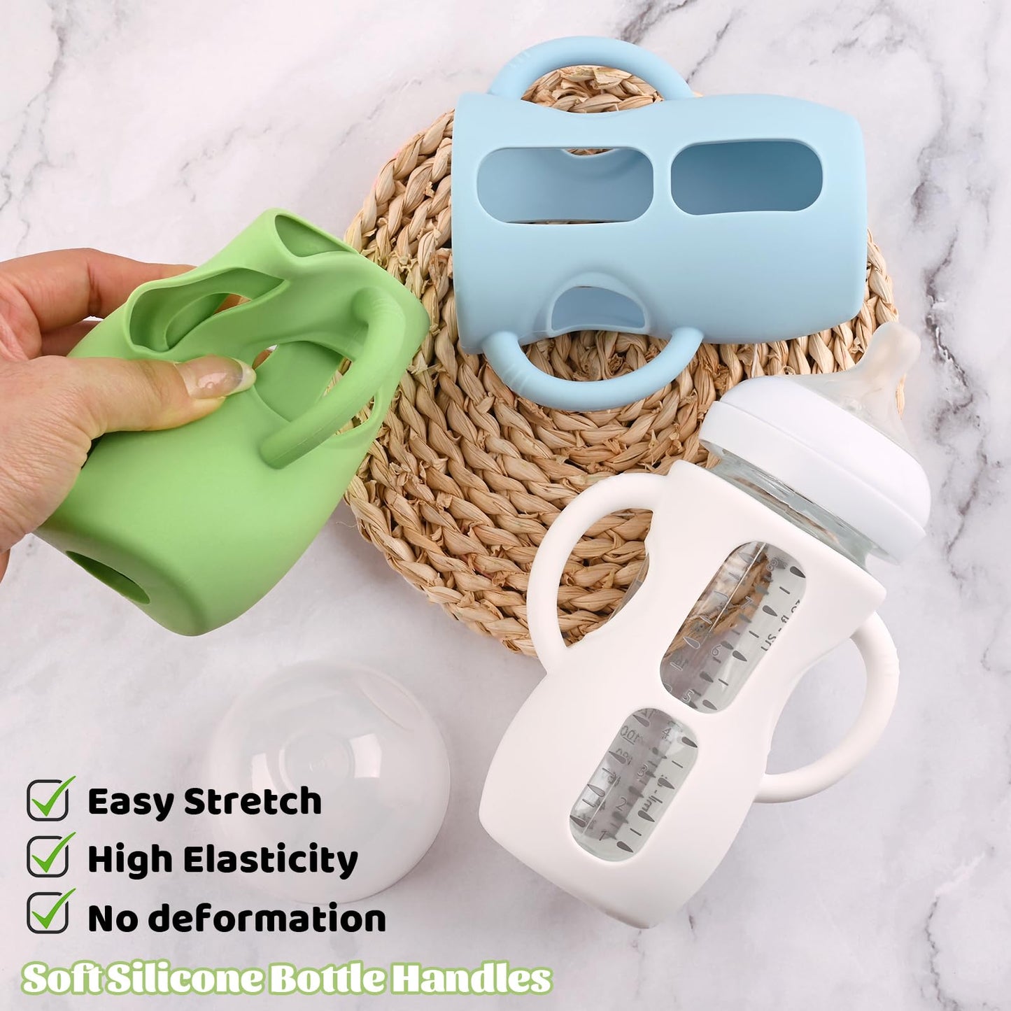 3 Pack Silicone Sleeves For Avent Natural Glass Baby Bottles, Anti Breakage Baby Bottle Holder With Handles, Compatible Philips