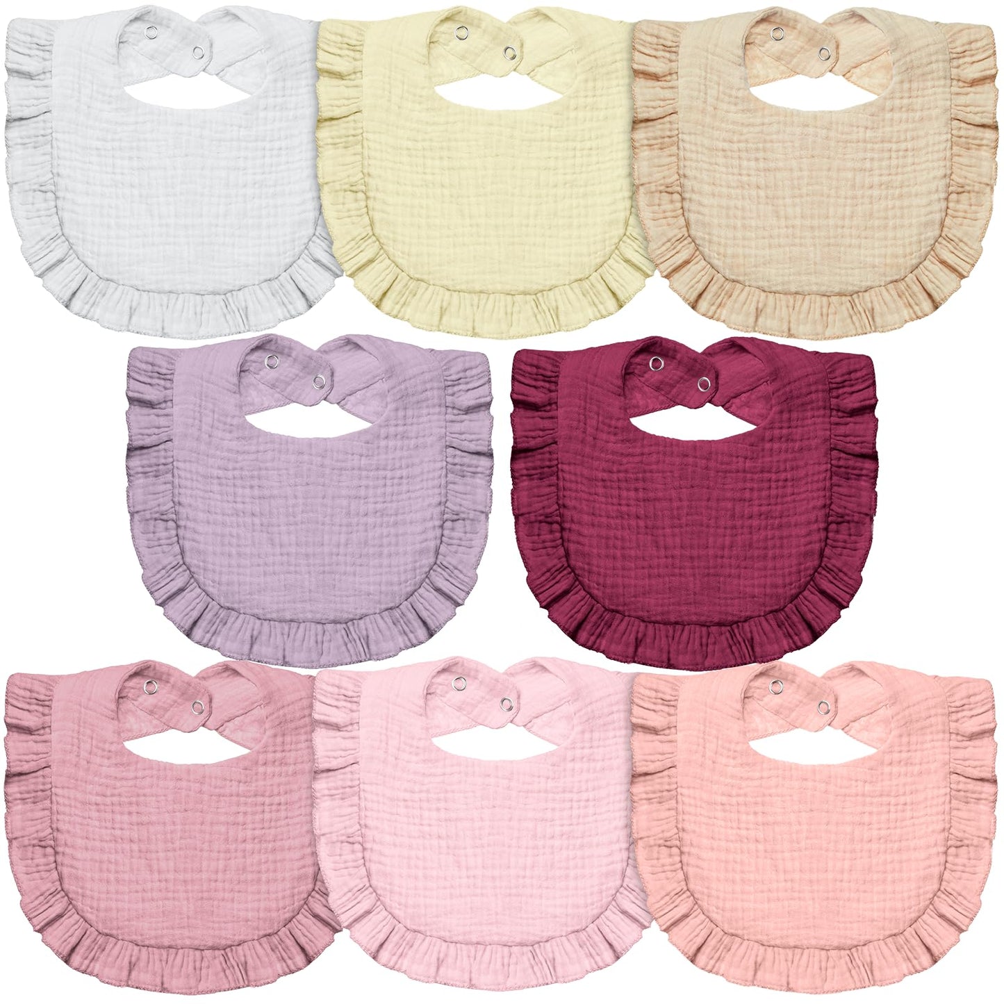 Lictin Muslin Bibs For Baby Girl - 8 Pack Baby Muslin Bibs Drool Bandana Cotton Neutral, Snap Muslin Bibs For Boys Girls Toddler