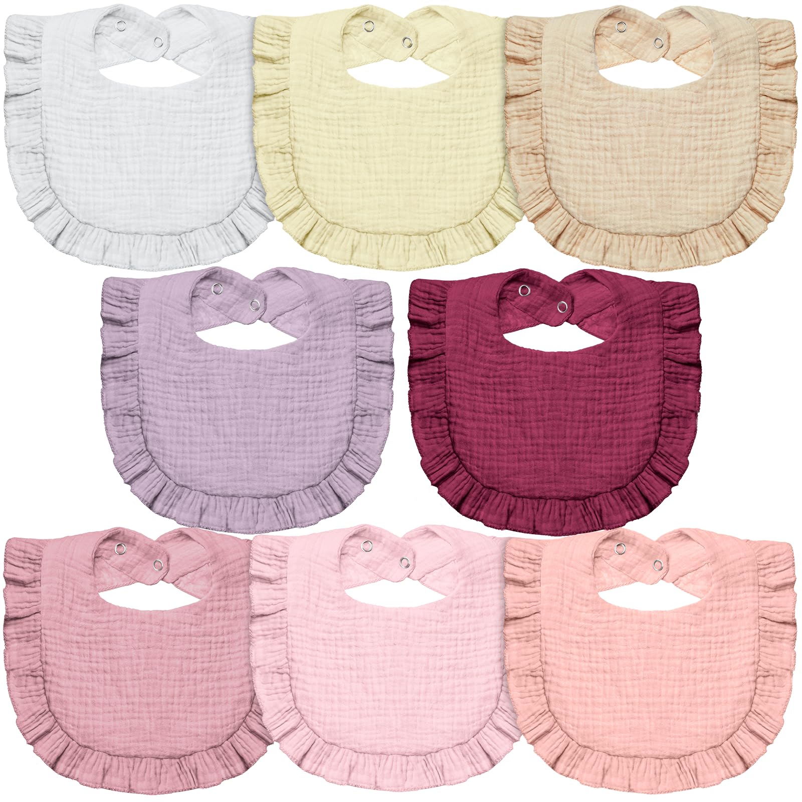 Lictin Muslin Bibs For Baby Girl - 8 Pack Baby Muslin Bibs Drool Bandana Cotton Neutral, Snap Muslin Bibs For Boys Girls Toddler