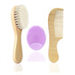 Molylove Baby Hair Brush With Wooden Handle And Comb Set For Newborns & Toddlers | Natural Soft Goat Bristles L Wood Comb L Purp