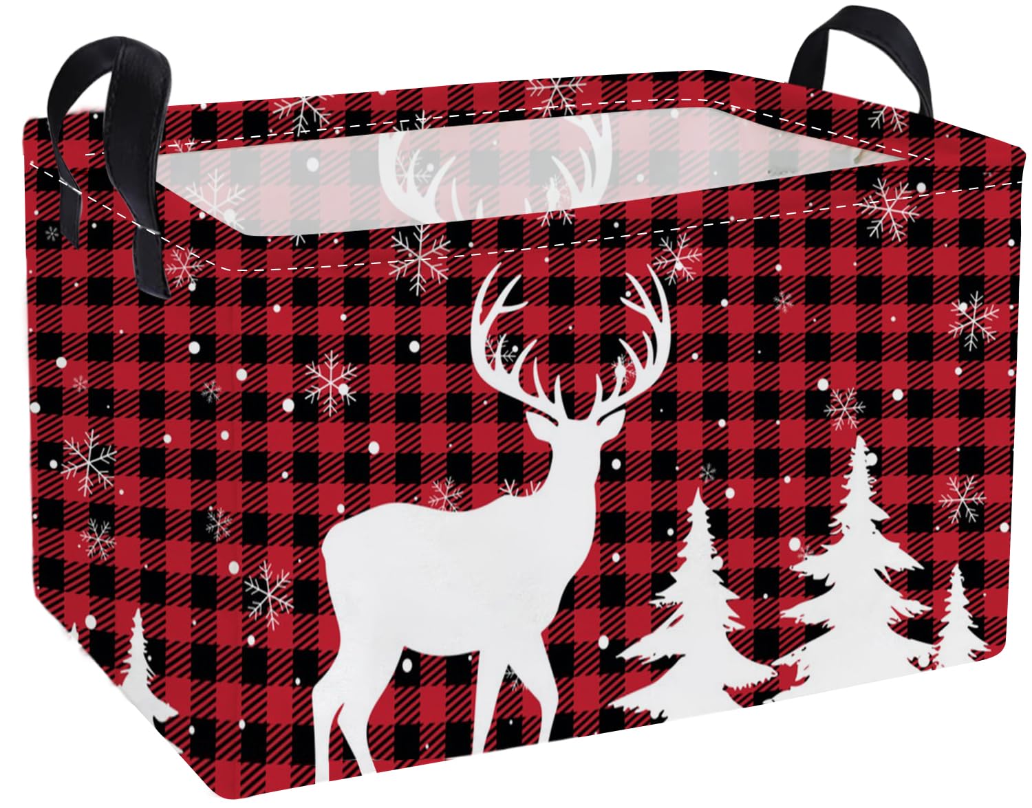 Essme Rectangular Christmas Basket,Cute Baskets Empty with Handles, Deer Basket Gifts for Kids Room Decor,Boys and Girls,Gift Bi