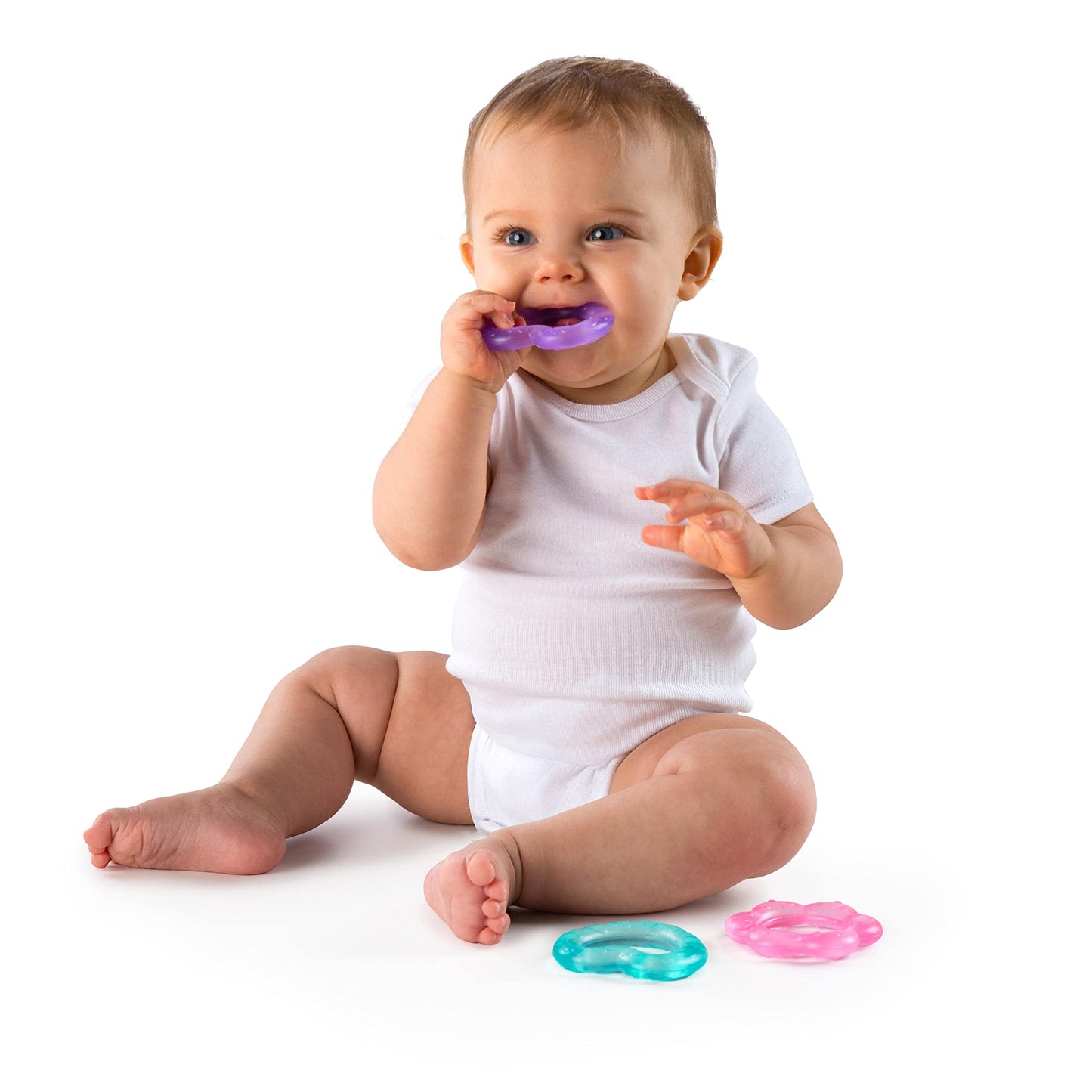 Bright Starts Everything Nice Teething Toys 9-Piece Set - BPA-Free Rattles and Chillable Teethers, Purple and Pink Baby Toys, 3