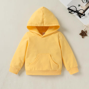 Happy Town Toddler Fall Outfits For Girl Boy Long Sleeve Hoodie Top And Long Sweatpants Set Toddler Sweatsuit (Solid Color-Yello