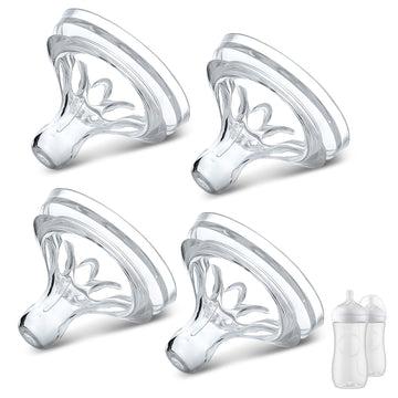 4 Packs Silicone Bottle Nipples Compatible With Philips Avent Natural Bottle, Replacement Bottle Nipple Bpa-Free, No Spill, Anti
