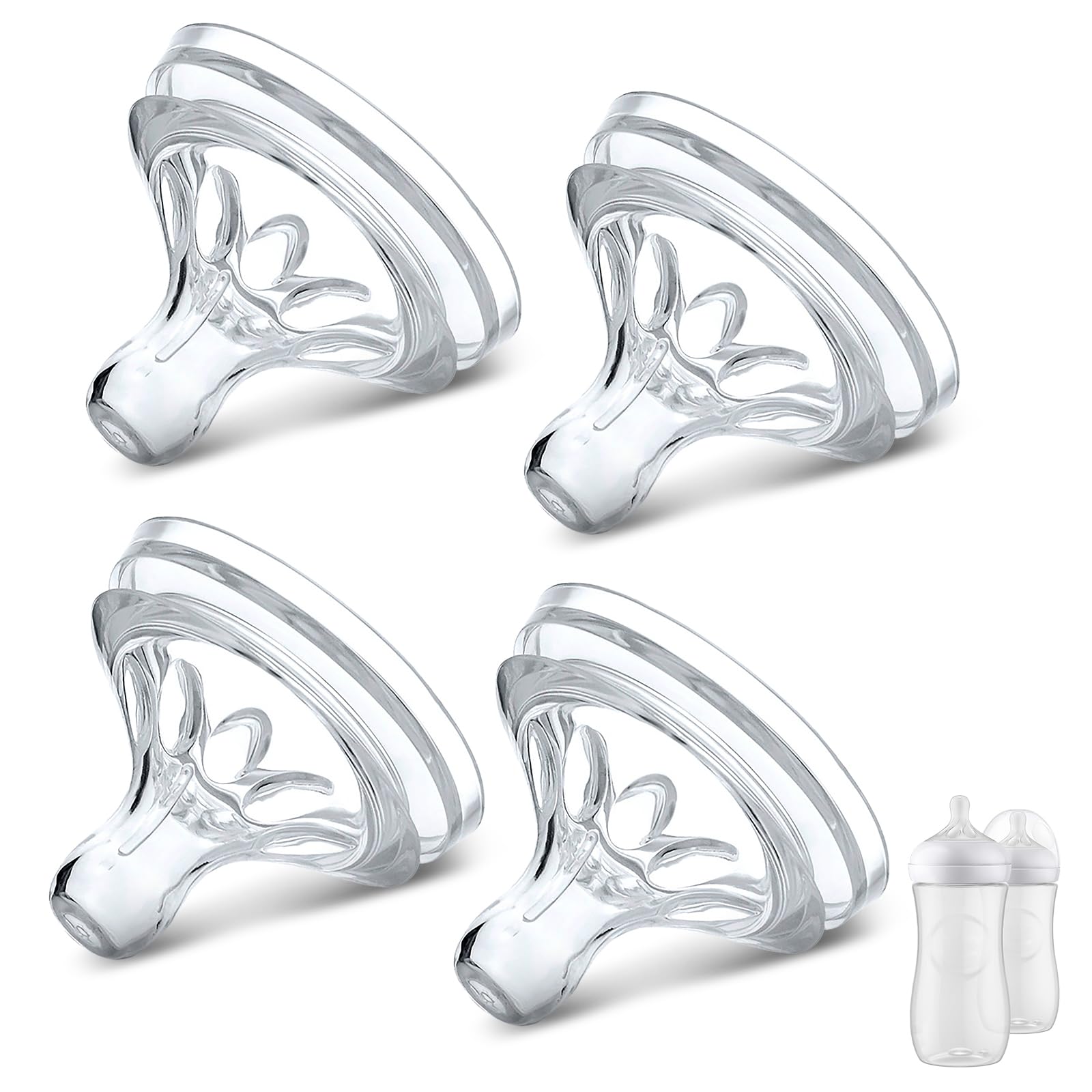 Vanest 4 Packs Silicone Bottle Nipples Compatible With Philips Avent Natural Bottle, Replacement Bottle Nipple Bpa-Free, No Spil