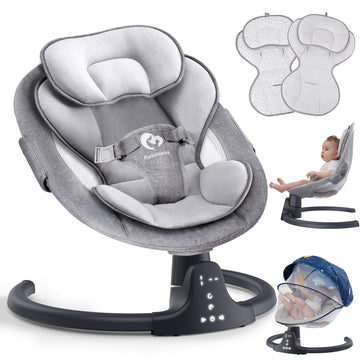 Bluetooth Baby Swing for Infants, Compact & Portable Baby Swing, 3 Seat Positions, 5 Swing Speed, 10 Music, Remote Control, USB 