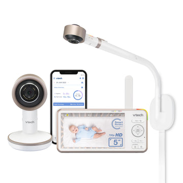 Vtech V-Care Vc2105 1080P Fhd Over-The Crib Mount Smart Baby Monitor 5    720P Lcd Screen,Table Stand,Remote Access,Versatile Pl