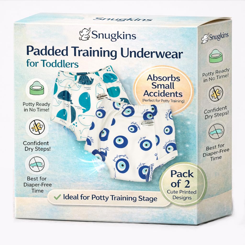 Snugkins Snug Potty Training PullUp Pants | Washable & Reusable | Fits (23 Years, Pack Of 2  Evil & Whale)