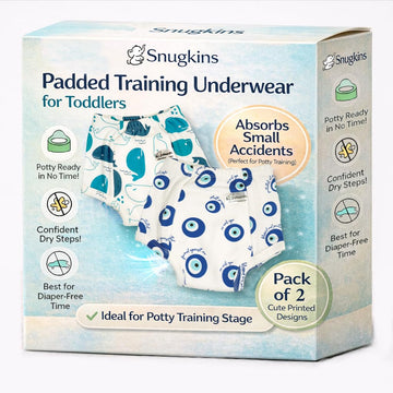Snugkins Snug Potty Training PullUp Pants | Washable & Reusable | Fits (23 Years, Pack Of 2  Evil & Whale)