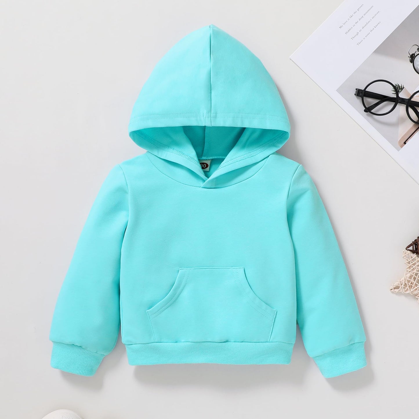 Happy Town Toddler Fall Outfits For Girl Boy Long Sleeve Hoodie Top And Long Sweatpants Set Toddler Sweatsuit (Solid Color-Blue,