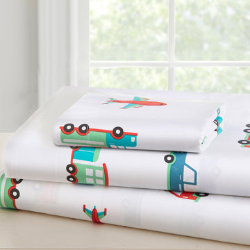 Wildkin Kids 100% Cotton Toddler Sheet Set For Boys & Girls, Bedding Set Includes Top Sheet, Fitted Sheet, Standard Pillow Case,