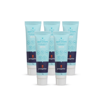 Growgether Diaper Rash Cream (10G) Baby Care Travel Combo, Zinc Oxide, Chamomile & Squalane Hypoallergenic, Fragrance Free, Derm