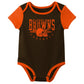Outerstuff Nfl Newborn Baby And Infant Short Sleeve Bodysuit Variety 3-Pack - Cleveland Browns, 18M