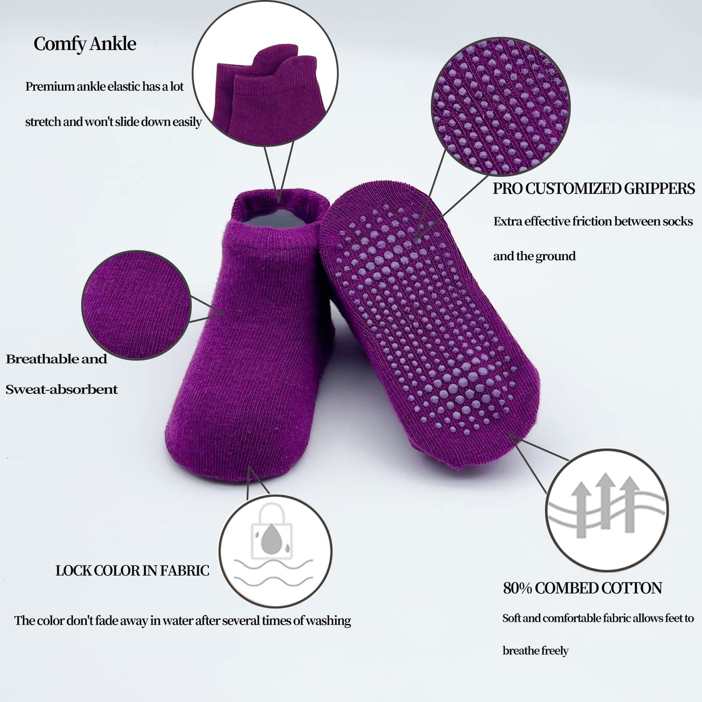 Qiyiendian 6 Pairs Non Slip Cozy Warm Ankle/Low Cut Socks With Grips For Baby Infant Toddler Kids Boys Girls(6-Multicolor B,6-12