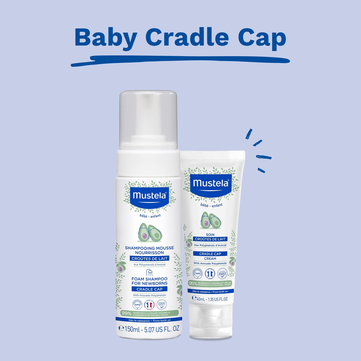 Mustela Cradle Cap Foam Shampoo For Newborn - Fragrance-Free Baby Shampoo For Seborrheic Dermatitis - Helps To Minimize Scalp Fl