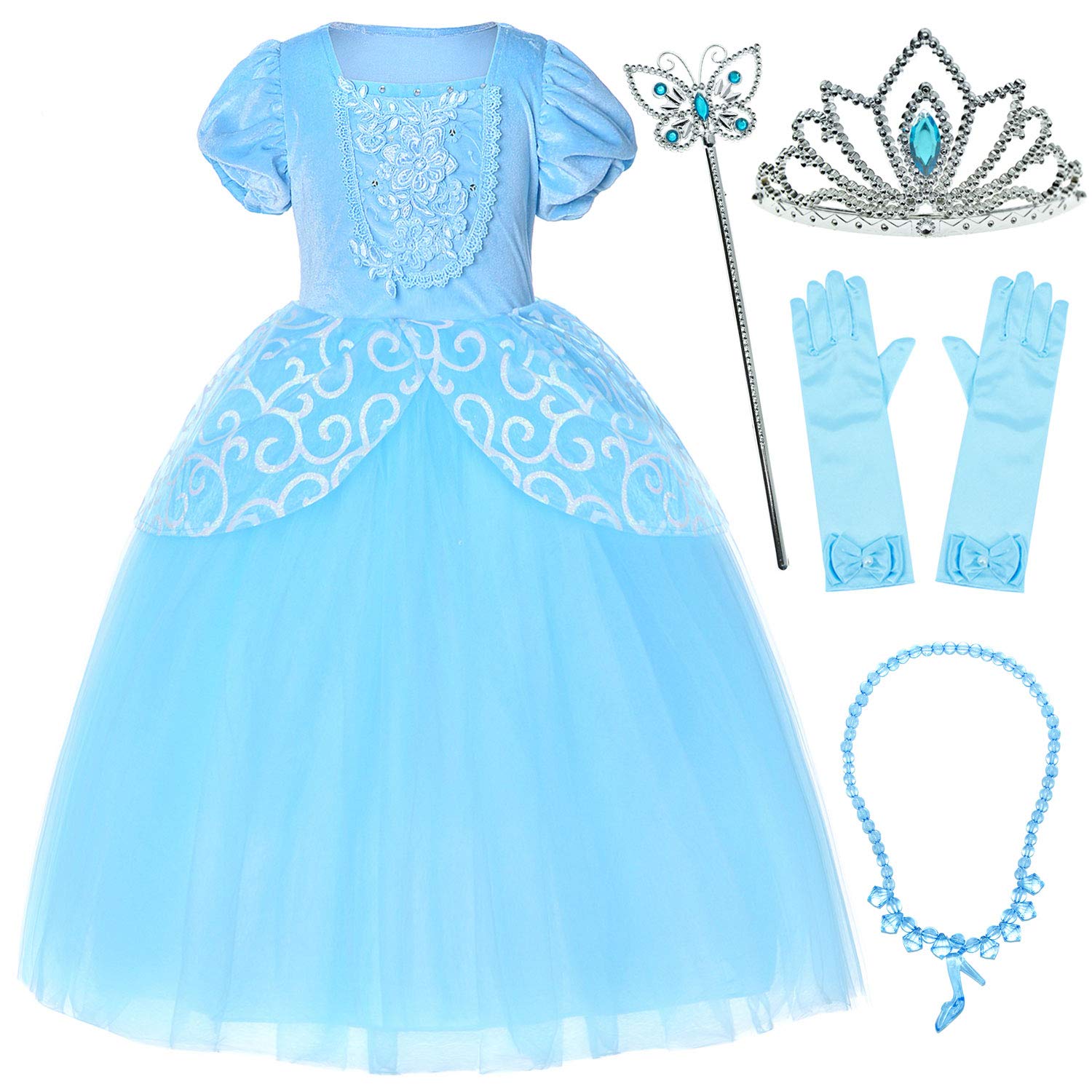 Party Chili Princess Costume for Girls Dress Up with Accessories 4T 5T