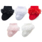 Baby Girl Socks Infant Triple Lace Ruffle Socks Turn Cuff Socks 5 Pairs Ankle Dress Sock For Toddler (Black White Red Pink Cream