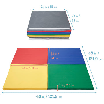 Ecr4Kids Softzone Quad Fold-N-Go Activity Mat, Folding Playmat, Assorted