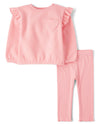 The Children'S Place,Baby Girls,And Toddler Long Sleeve Active Shirt And Pant, 2 Piece Outfit,Fuzzy Pink Heart,5 Years