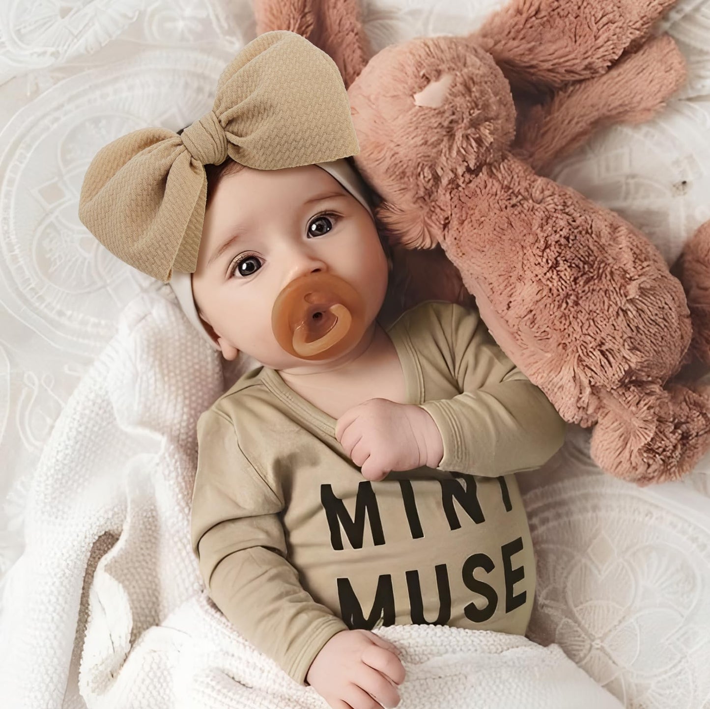 Lanmerry Oversized Headbands With Bows And Elastics For Girls, Infants, Toddlers, Kids - 3 Pack Gray