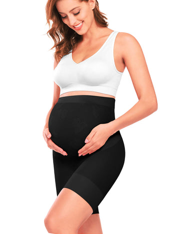 Maternity Dress Maternity Shapewear Maternity Belly Support Band Elastic High Waist Mid Thigh Pregnancy Shaper Black L
