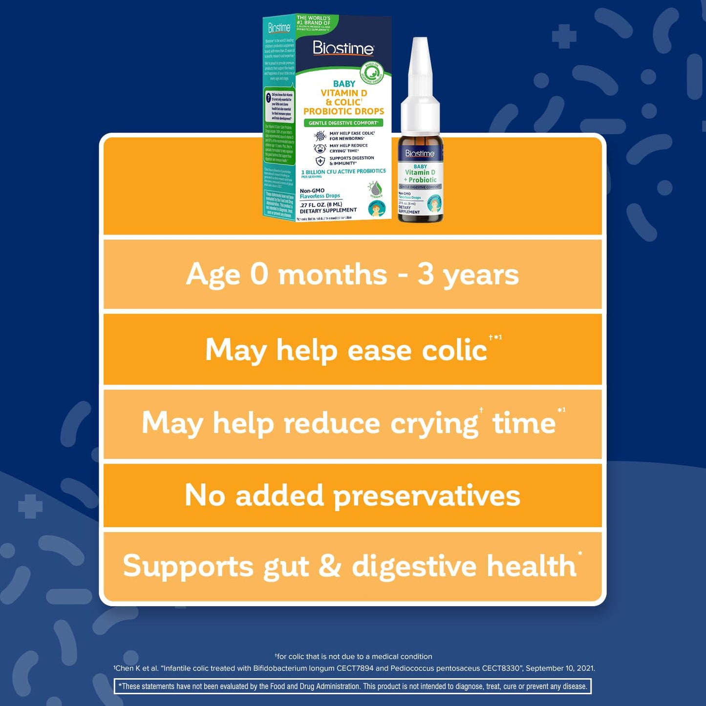 Biostime Baby Vitamin D & Colic Probiotic Drops For Newborns To 3 Years Old | 100% Daily Values Vitamin D For Bone & Immune Supp