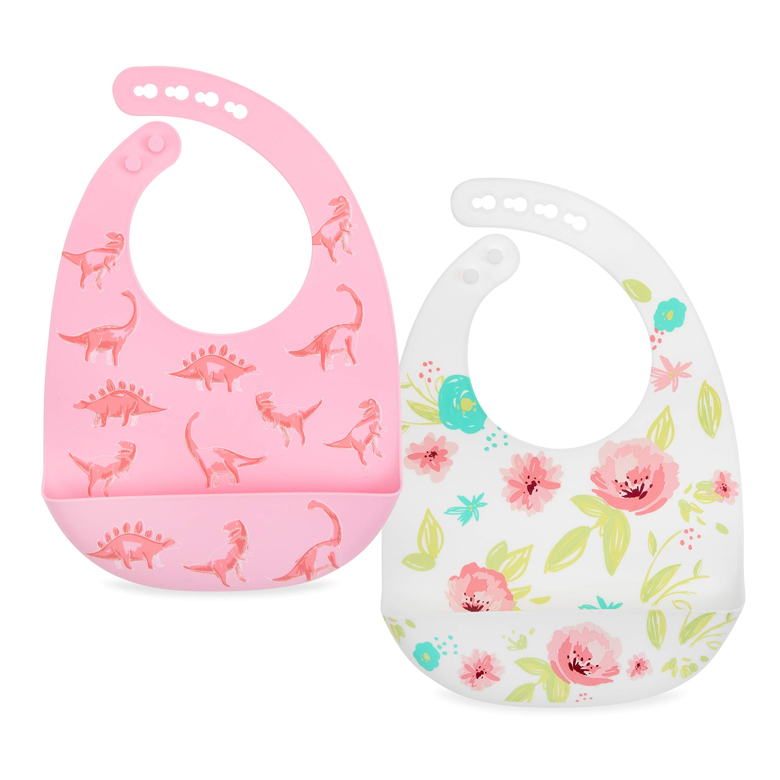 Nuby 2 Pack Adjustable Easy Clean Soft Silicone Bibs With Scoop, Pink – Cutebaby WBCBBB08DRJWQZG