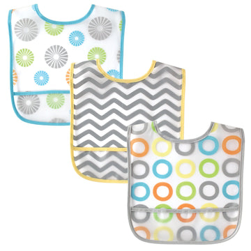Luvable Friends Unisex Baby Waterproof Peva Bibs, Yellow Circle, One Size