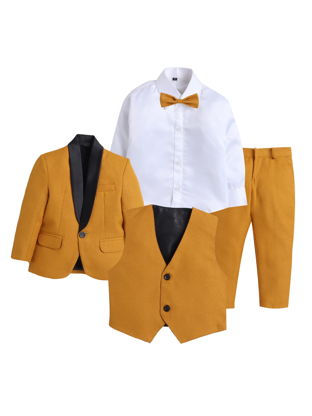 Jeetethnics Boys Mustard Coat Suit Set With Waistcoat Shirt And Trousers (9102Ch)
