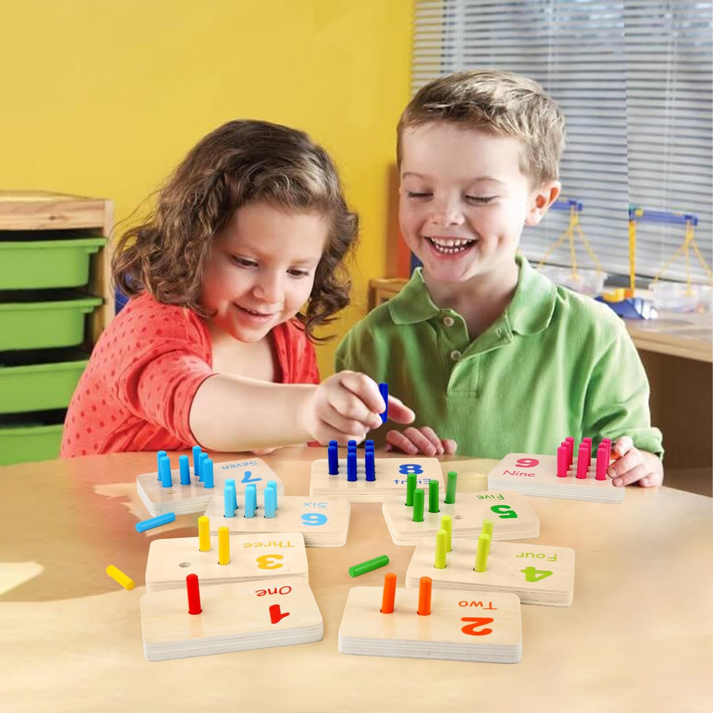 Gserin Wooden Counting Numbers Peg Board for Kids, Montessori Math Toy for Toddlers, Math Manipulatives Preschool Early Learning