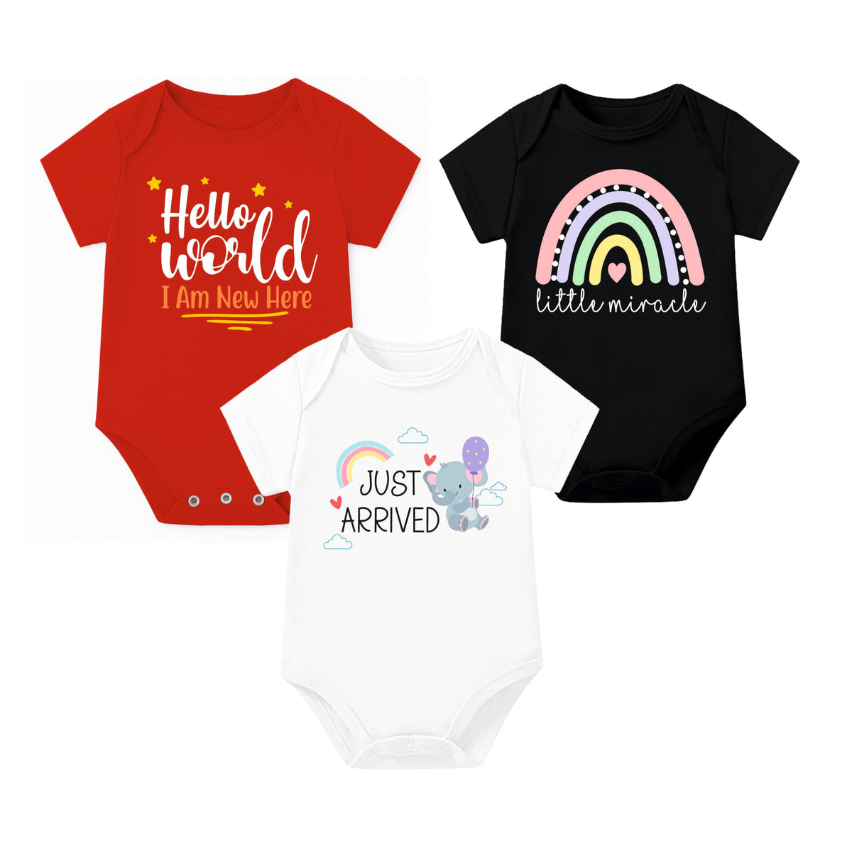 Lillypupp Pack Of 3 Cotton Rompers Bodysuits Gift For New Born Baby Boy Girl Clothing Set. Quirky Funny Quotes Unisex Clothes Ha