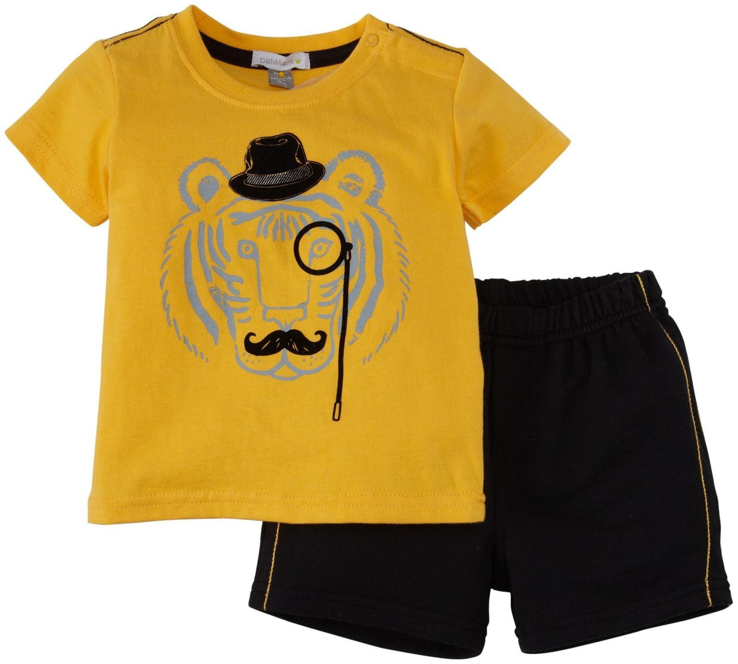 Petit Lem Sophisti Cat 2 Piece Short Set (Baby) - Yellow-6 Months