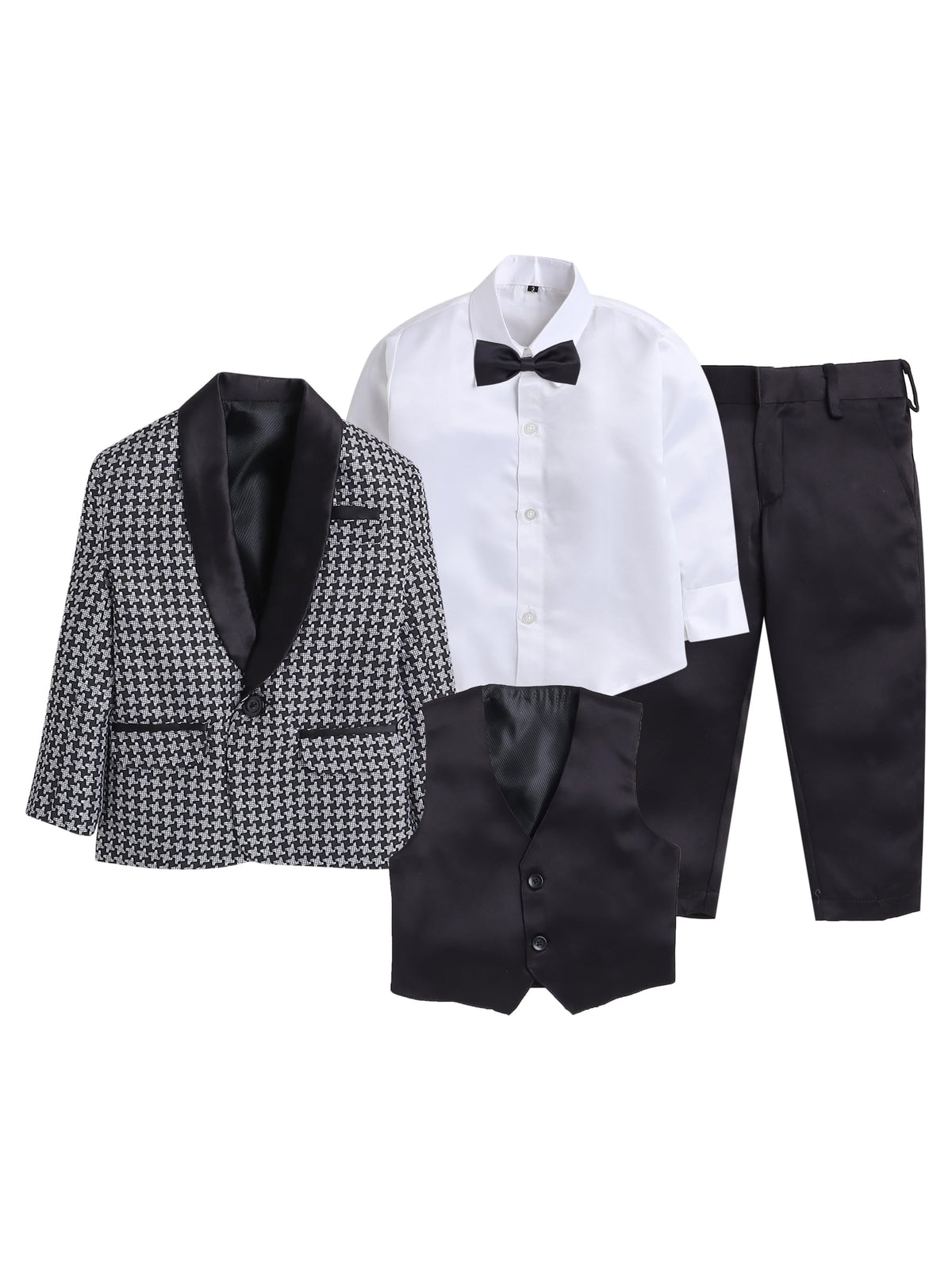 Jeetethnics Boys Black Coat Suit Set With Waistcoat Shirt And Trousers (9107Hv)