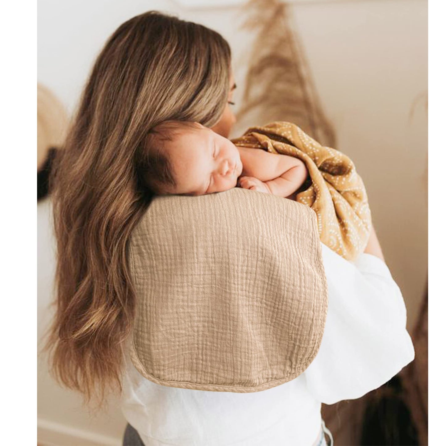 Konssy Muslin Baby Burp Cloths Sets For Unisex- 6 Pack Large 100% Cotton Burping Clothes For Newborn