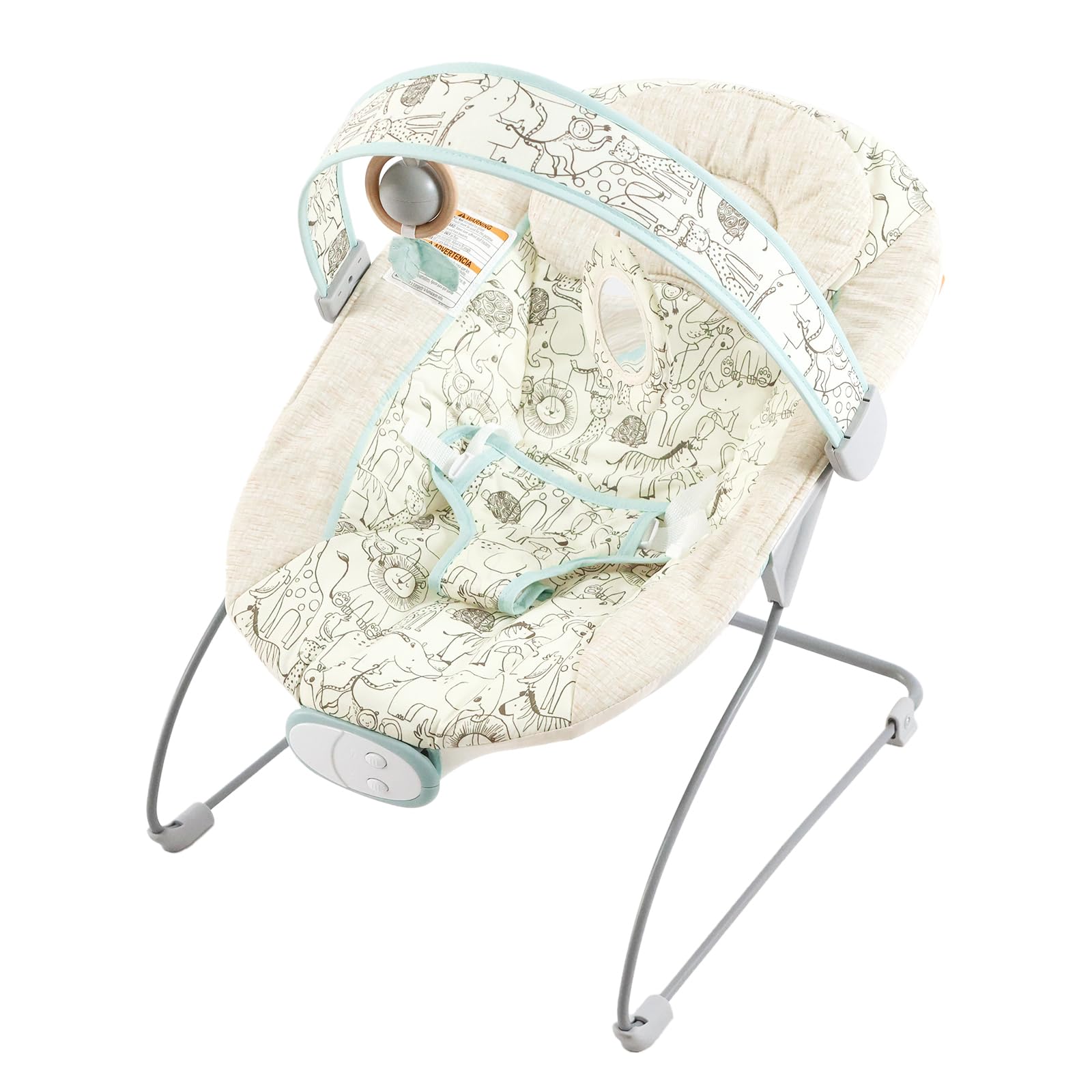 Otrolepota Baby Bouncer, Infants Bouncy Seat with Music and Vibrations,Portable Baby Rocker with Hanging Grasping Planet & Mirro