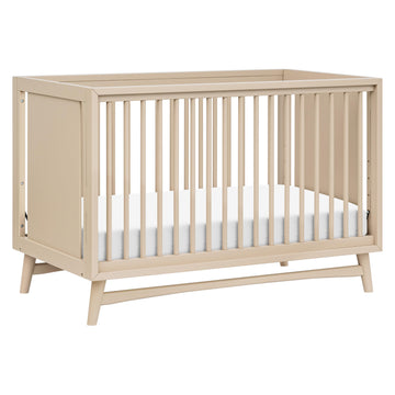 babyletto Peggy 3-in-1 Convertible Crib with Toddler Bed Conversion Kit in Taupe, Greenguard Gold Certified