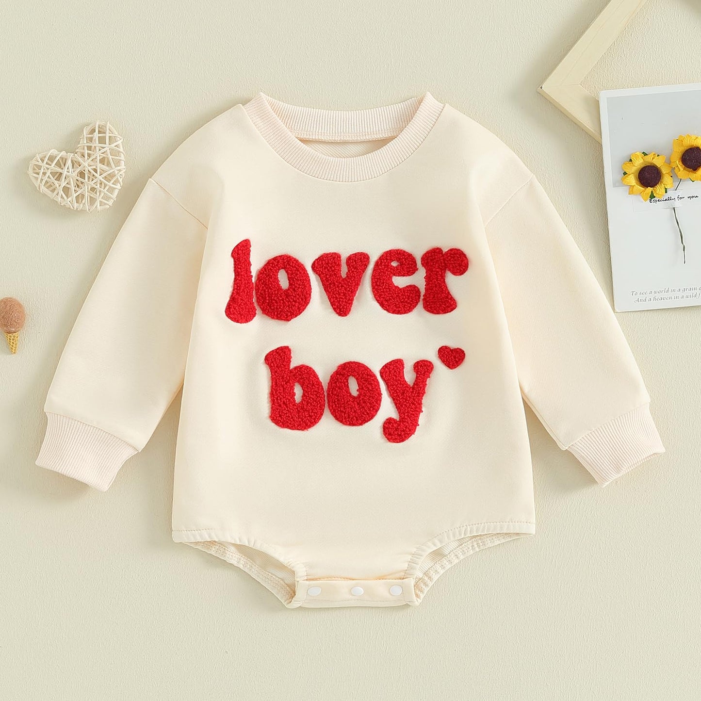 Lucikamy Newborn Baby Boy Girl Valentine'S Day Outfits Sweatshirt Romper Infant Long Sleeve One Piece Romper Spring Clothes (Bei